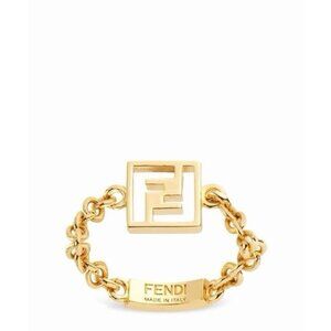 NEW Fendi Forever Fendi logo detail chain ring Sz M
